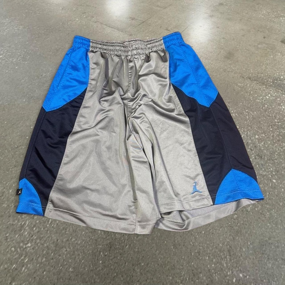 Jordan Grey Blue Black Y2K Basketball Shorts Mens 2XL XXL Mesh Athletic